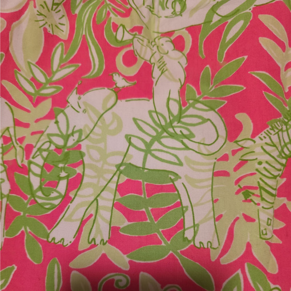 LILLY PULITZER VINTAGE ELEPHANT GIRAFFE PINK GREEN PENCIL SKIRT LINED SIZE 0 - Picture 4 of 8